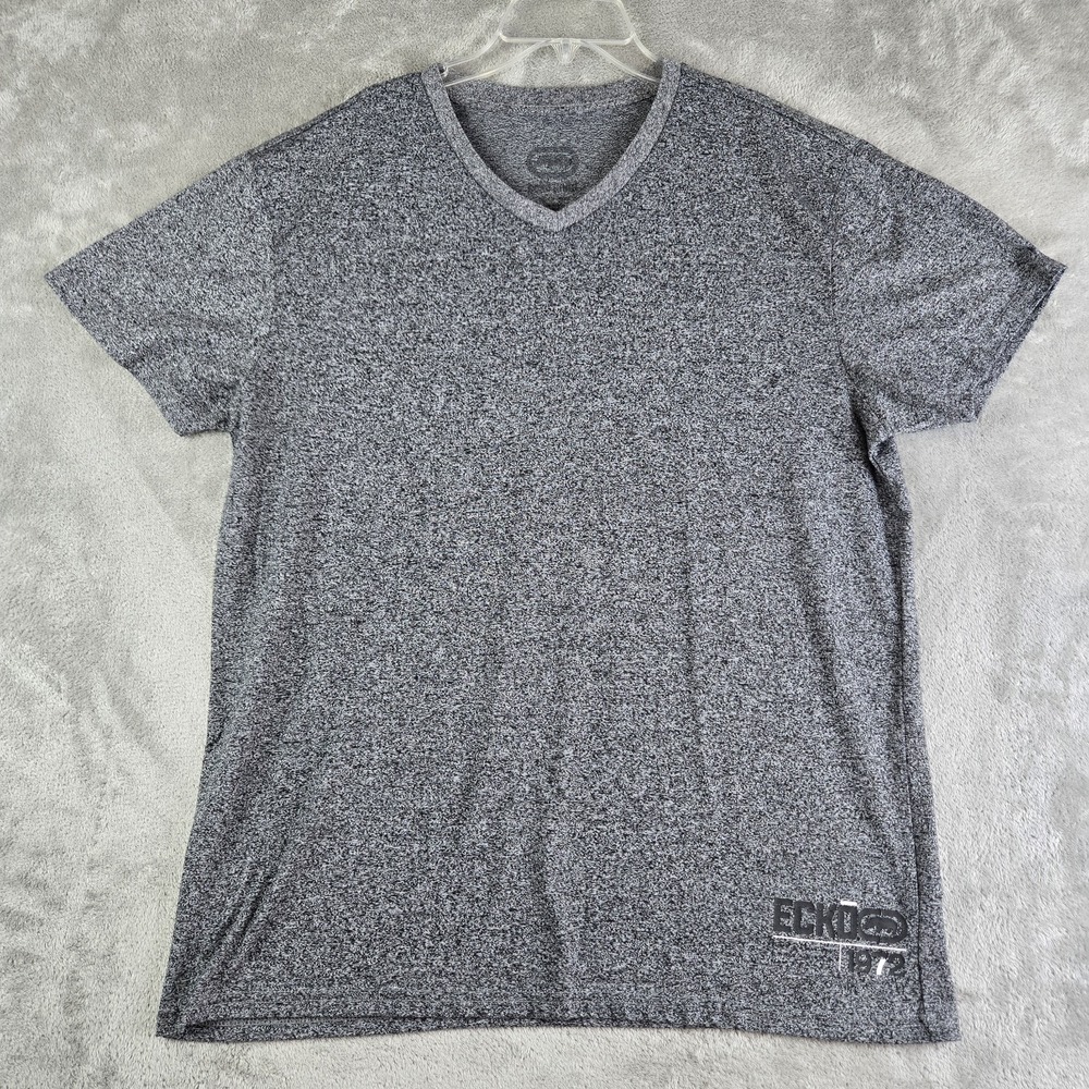 Ecko Unltd Shirt Mens Gray Heathered V Neck Short Sleeve‎ Casual Activewear